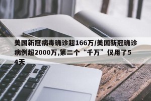 美国新冠病毒确诊超166万/美国新冠确诊病例超2000万,第二个“千万”仅用了54天